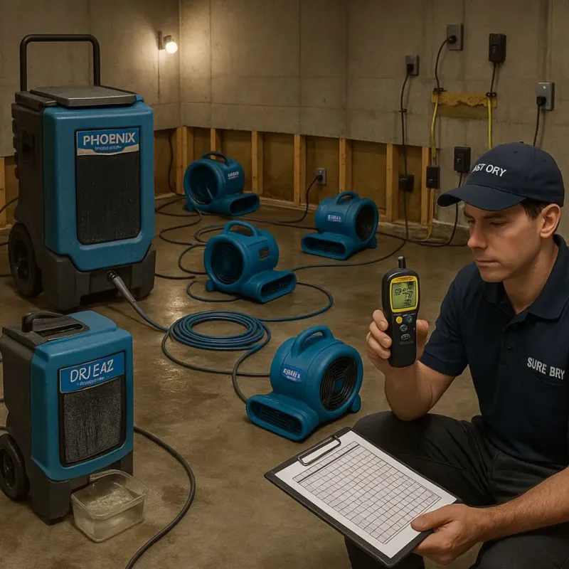 Structural Drying and Dehumidification process in Schiller Park, IL